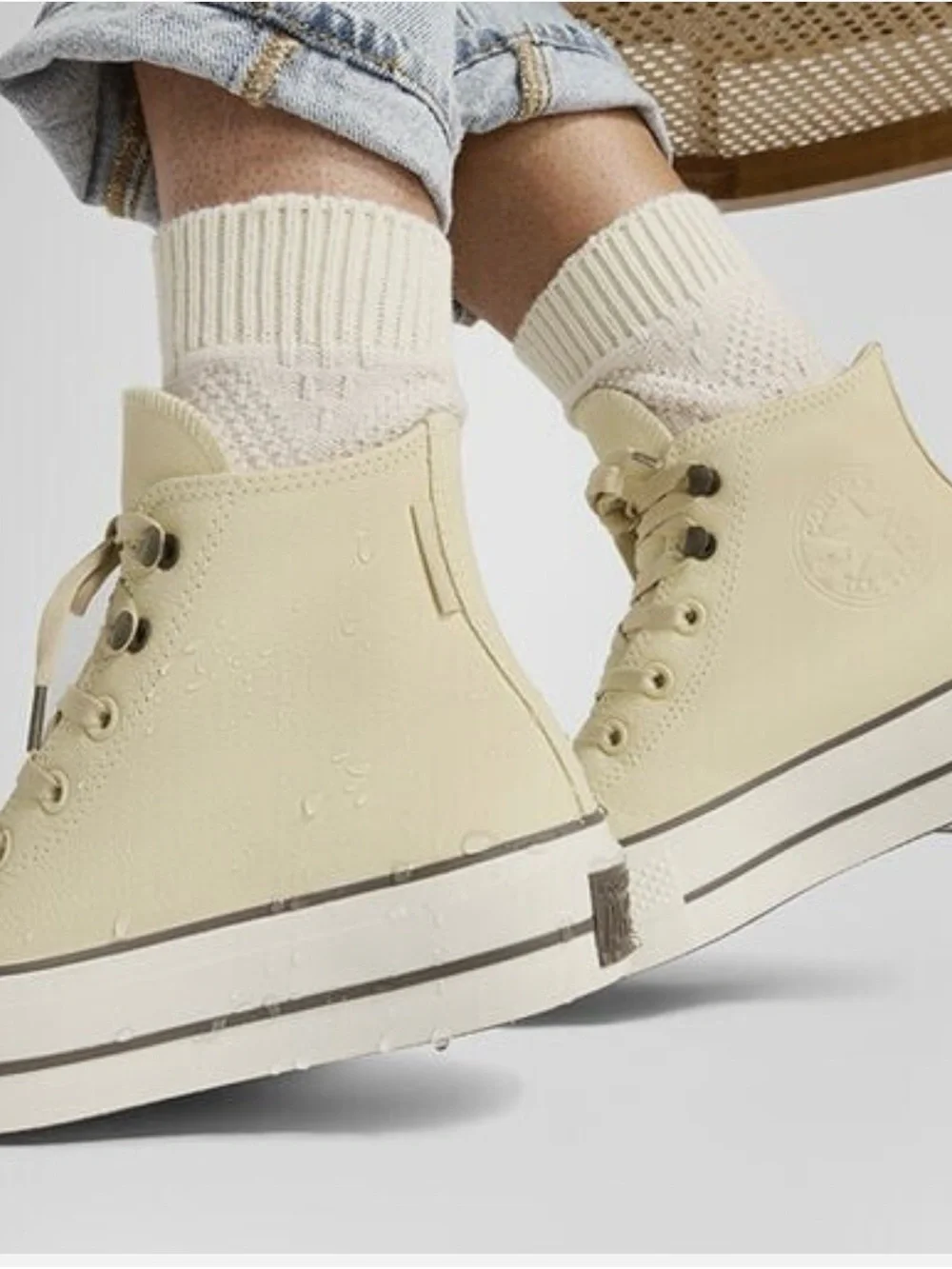 Converse All-Star Lift Hi High-Top Leather Sneakers - Cream